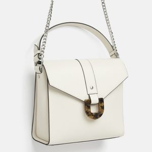 Zara Beige Bucket Bag with Tortoiseshell Detail Shoulder Tote Bag Vegan